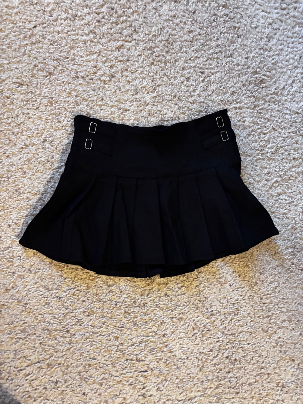 Dolls Kill Black Pleated Mini Skirt with Buckle Details
